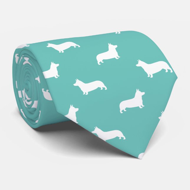 Pembroke Welsh Corgi Silhouettes Pattern Tie (Rolled)