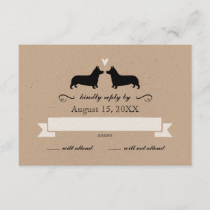 Pembroke Welsh Corgi Silhouettes Wedding RSVP Card