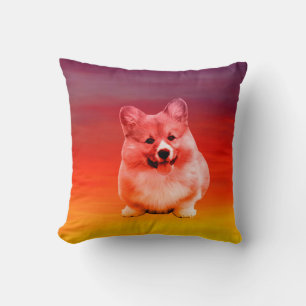 Pembroke Welsh Corgi Sitting On Beach Cushion