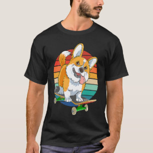 Pembroke Welsh Corgi Skateboarding Dog Skateboard T-Shirt