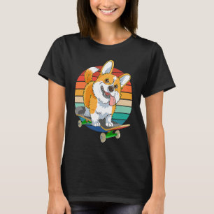Pembroke Welsh Corgi Skateboarding Dog  Skateboard T-Shirt