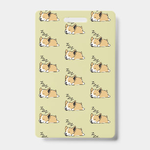 Pembroke Welsh Corgi Sleeping Dog Lover ZZZ ID Badge
