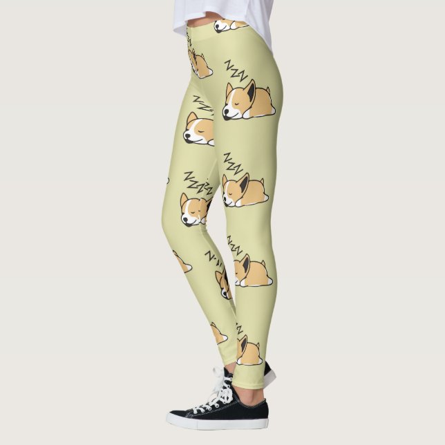 Pembroke Welsh Corgi Sleeping Dog Lover ZZZ Leggings (Left)