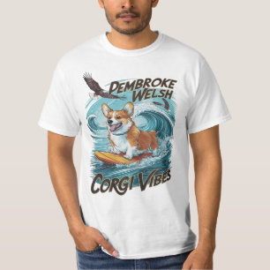 Pembroke Welsh Corgi Surfer Tackles Epic Wave T-Shirt