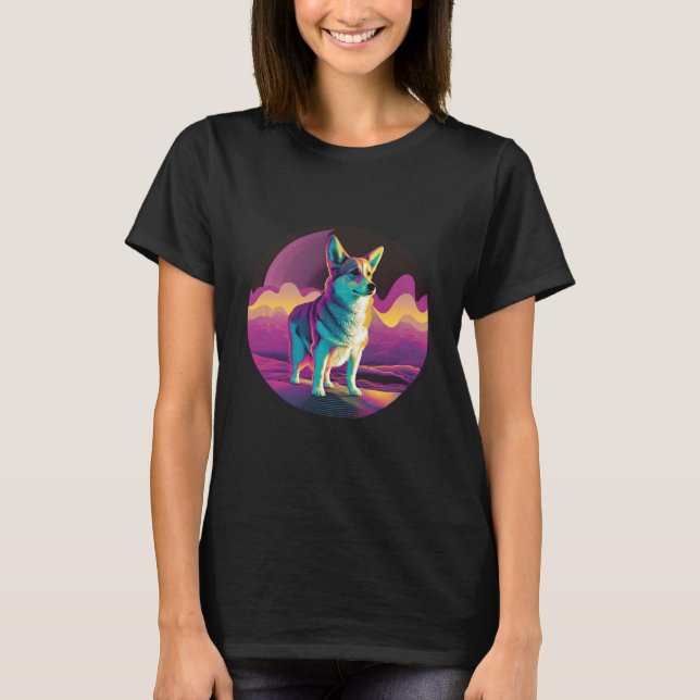Pembroke Welsh Corgi Synthwave 80s Retrowave Aesth T-Shirt (Front)