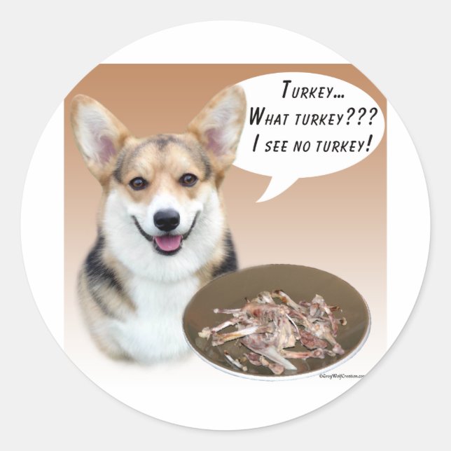 Pembroke Welsh Corgi Turkey Classic Round Sticker (Front)