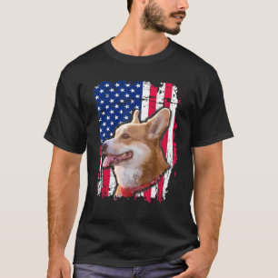 Pembroke Welsh Corgi Us Flag 4th Of July T-Shirt