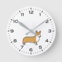 Pembroke Welsh Corgi with Hours and Minutes