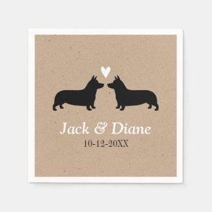 Pembroke Welsh Corgis Wedding Couple with Text Napkin