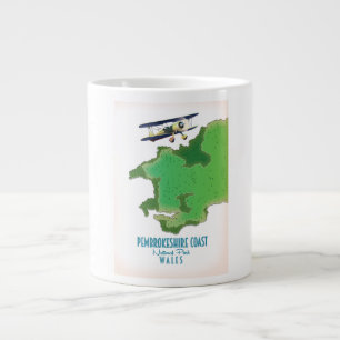 Pembrokeshire coast National Park Wales map Large Coffee Mug