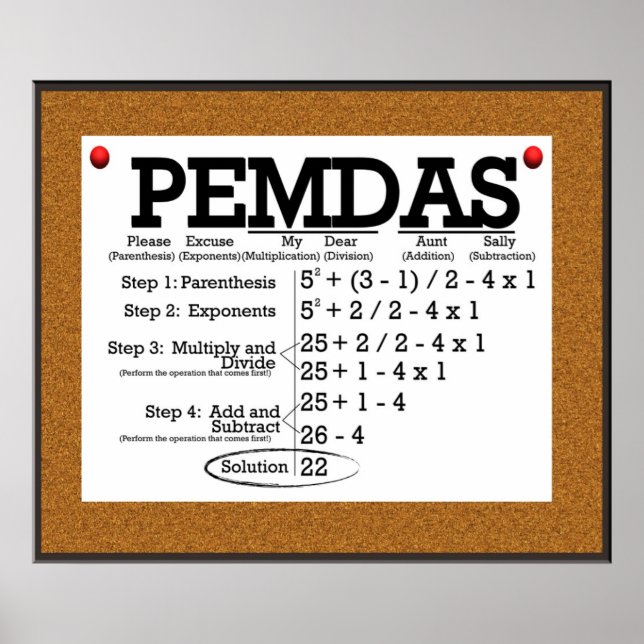 PEMDAS Bulletin Board *UPDATED* Poster (Front)