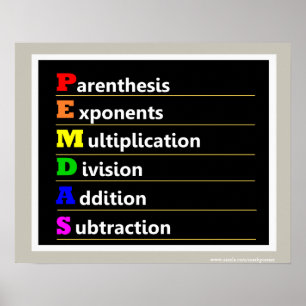 PEMDAS Order of Operations Math Poster