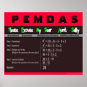 PEMDAS Order of Operations Math Poster