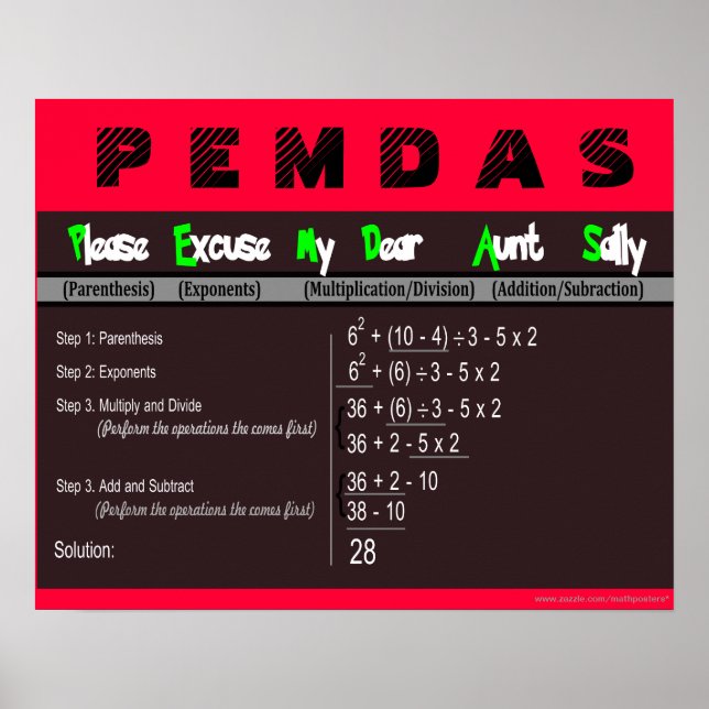 PEMDAS Order of Operations Math Poster (Front)