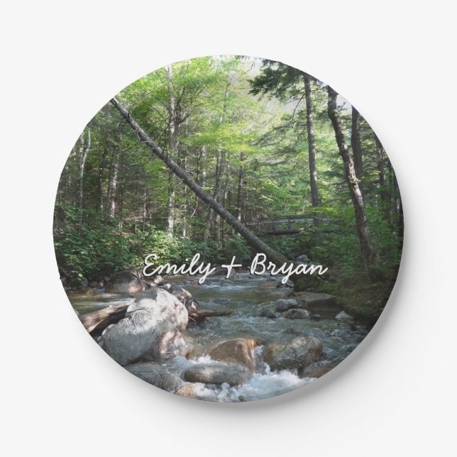 Pemigewasset River Bridge in New Hampshire Paper Plate (Front)