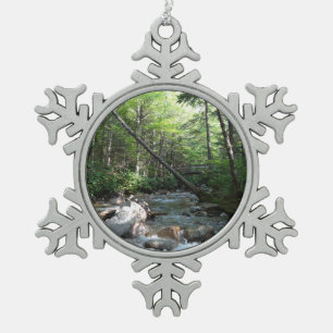 Pemigewasset River Bridge in New Hampshire Snowflake Pewter Christmas Ornament