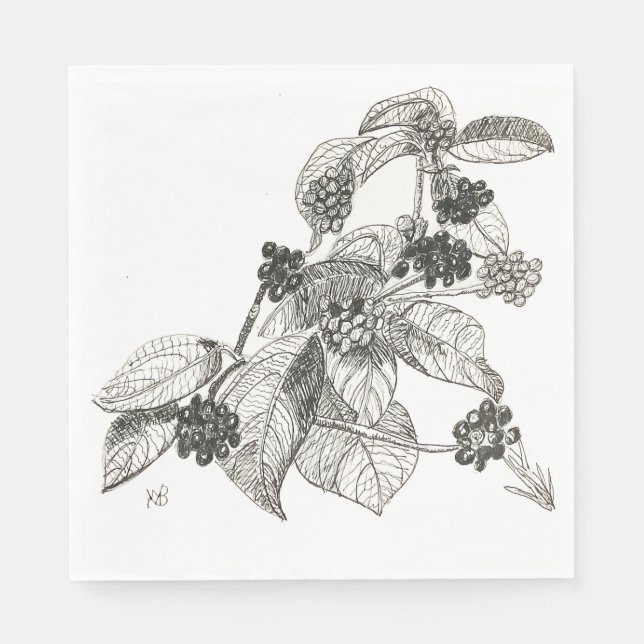 Pen and Ink Blackberries Napkin (Front)