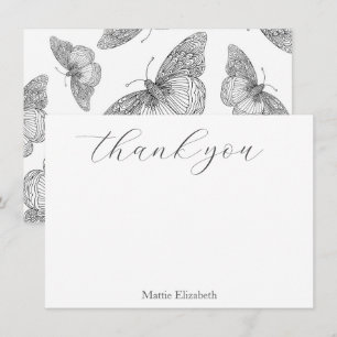 Pen and Ink Butterfly Pattern Thank You Card