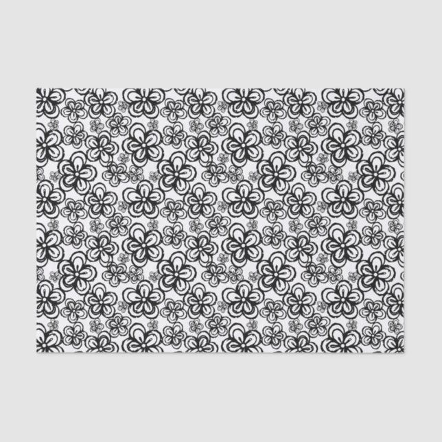 Pen and Ink Flowered Tissue Paper  (Front)