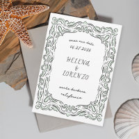 Pen and Ink Loose Drawing Seafoam Green