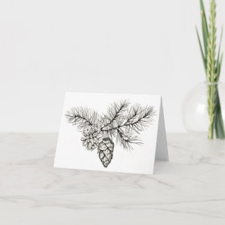 Pen and Ink Pinecones, original illustration print Card