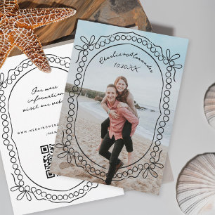 Pen and Ink Ribbons and Pearls Save The Date