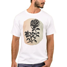 Pen and Ink Rose on Peach background T-Shirt