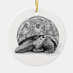Pen and Ink Turtle Christmas Ornament