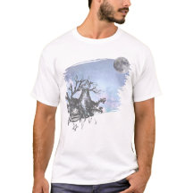 Pen and Ink Wolf and the Full Moon T-shirt