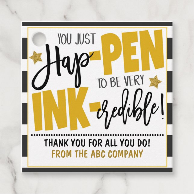 Pen Appreciation Thank You Gift Tags (Front)