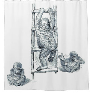 Pen/Ink Art Young Gorilla Kids Shower Curtain