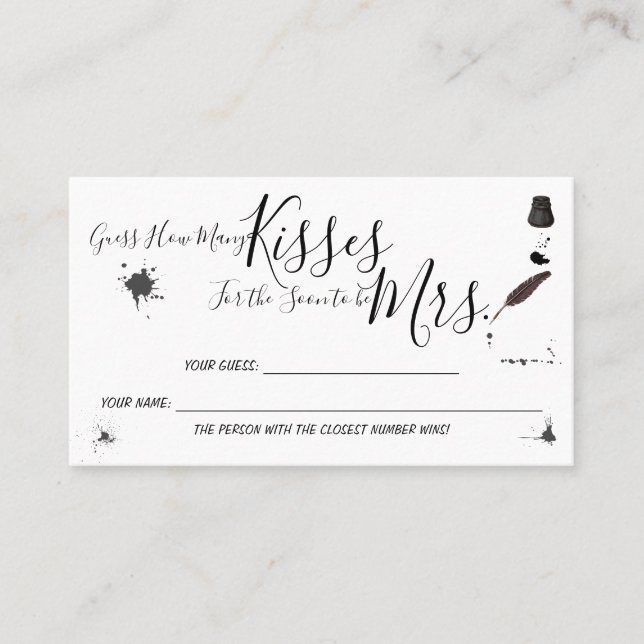 Pen & Inkwell | How Many Kisses for Mrs |Game Card (Front)
