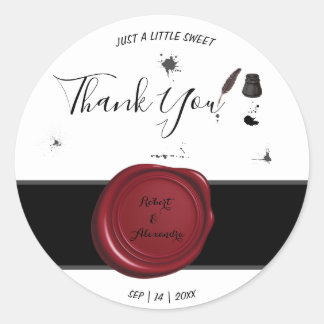 Pen & Inkwell Thank You for Coming Wedding Classic Round Sticker