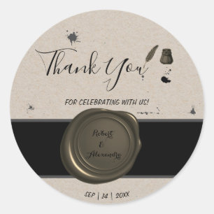 Pen & Inkwell Thank You for Coming Wedding Classic Round Sticker