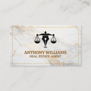 Pen Justice Scale Legal Law   Marble  Business Card