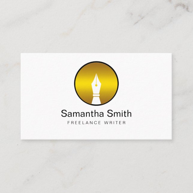 Pen Logo Freelance Writer and Calligraphy Writer Business Card (Front)