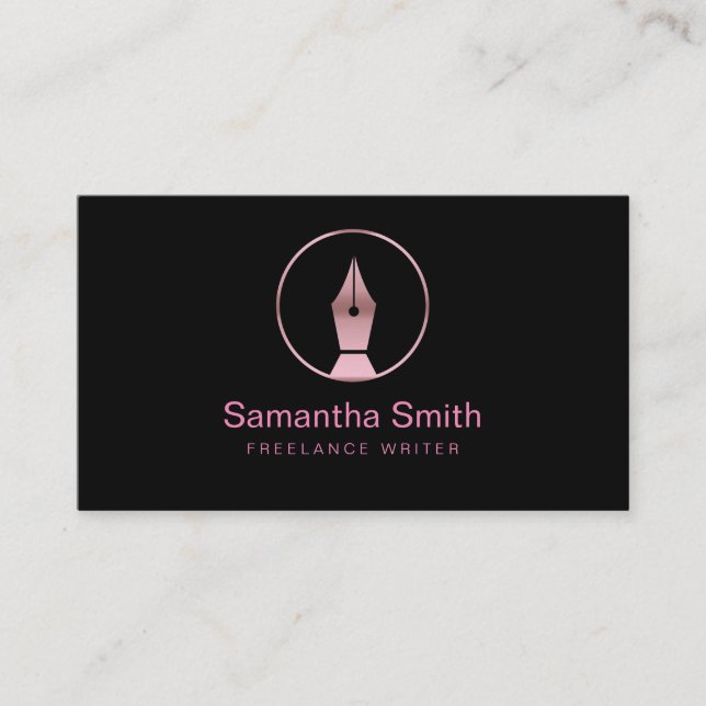Pen Logo Freelance Writer and Calligraphy Writer Business Card (Front)