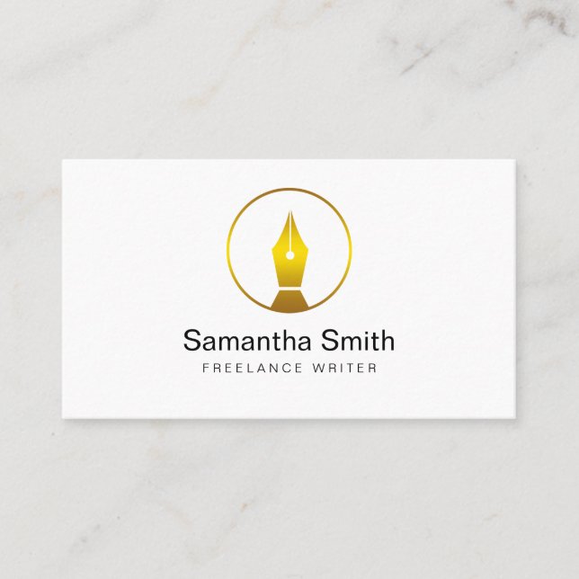 Pen Logo Freelance Writer and Calligraphy Writer Business Card (Front)