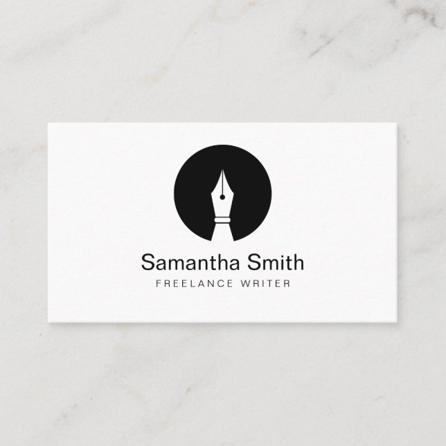 Pen Logo Freelance Writer and Calligraphy Writer Business Card (Front)