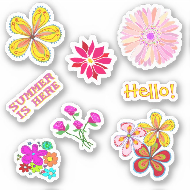 Pen Pal Floral Shaped Stickers Hand-drawn (Front)