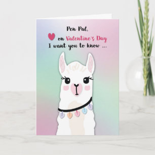 Pen Pal Llamas Valentines Day Hearts Card
