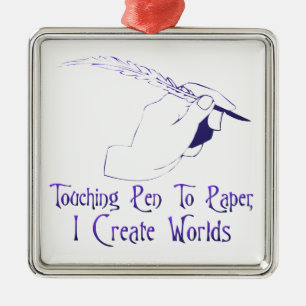 Pen to Paper Metal Ornament