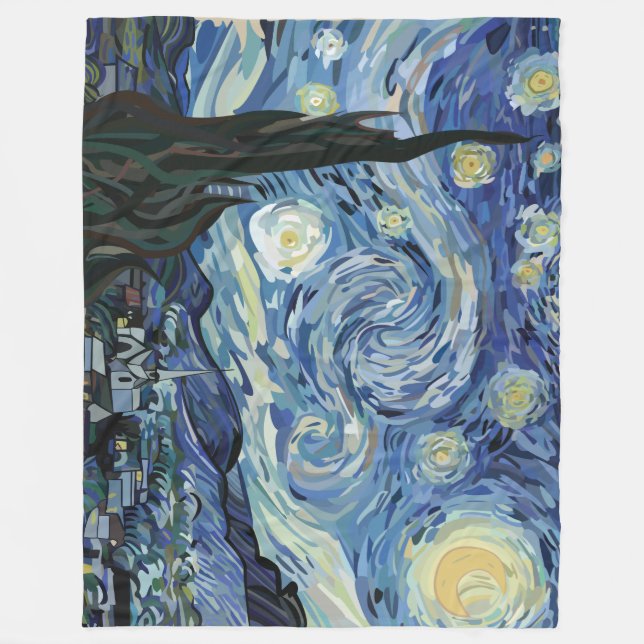 Pen Tool Van Gogh Fleece Blanket (Front)