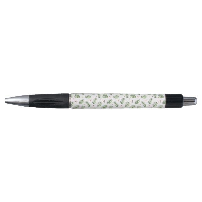 Pen with conifer and red berries holiday pattern (Front)