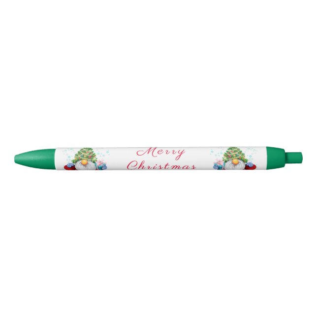 Pen with Gnome with Christmas Tree Hat and Gift (Front)