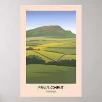 Pen Y Ghent Yorkshire Dales Modern Travel Poster