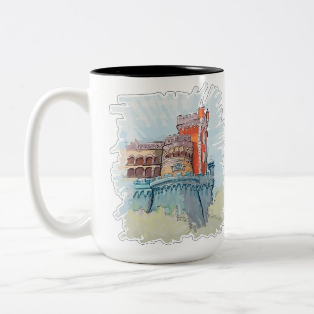 Pena Palace in Sintra, Portugal Two-Tone Coffee Mug (Left)