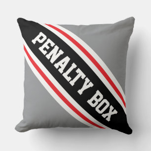 PENALTY BOX Athletic Red Black White Grey Stripes Cushion
