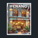Penang Malaysia Shophouse Storefront Travel Postcard<br><div class="desc">Penang, a vibrant state in Malaysia, is renowned for its rich cultural heritage, stunning landscapes, and culinary delights. Nestled along the northwest coast of Peninsular Malaysia, Penang consists of two main parts: Penang Island, home to the bustling city of George Town, and Seberang Perai on the mainland. George Town, a...</div>