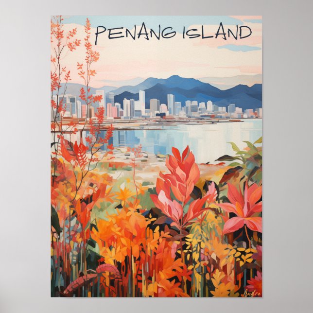 Penang Malaysia Travel City Painting Aesthetic Poster (Front)